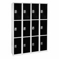 Adiroffice 72in x 12in x 12in Triple-Compartment Steel Tier Key Lock Storage Locker in Black, 4PK ADI629-203-BLK-4PK
